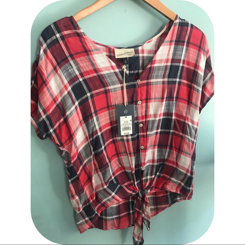 NWT universal thread plaid top